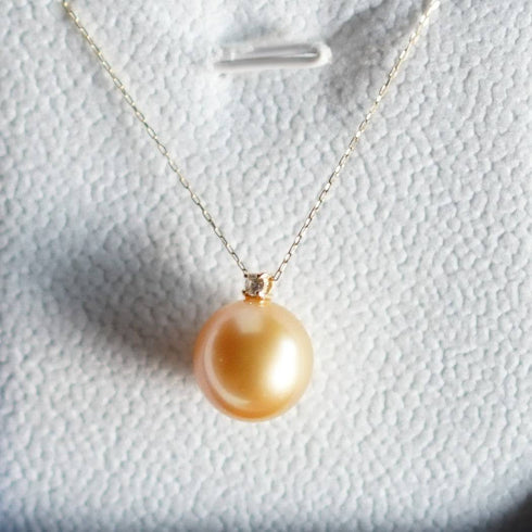 11-12mm Golden South Sea Pearl & Sasha Pendant Necklace - House Of Pearls